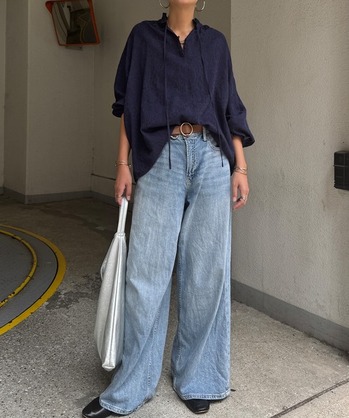 LBC(エルビーシー)の「ジャカード襟フリル2WAYブラウス(シャツ/ブラウス・レディース・ホワイト/ブラック/ネイビー/ミント・M)」の19枚目の写真