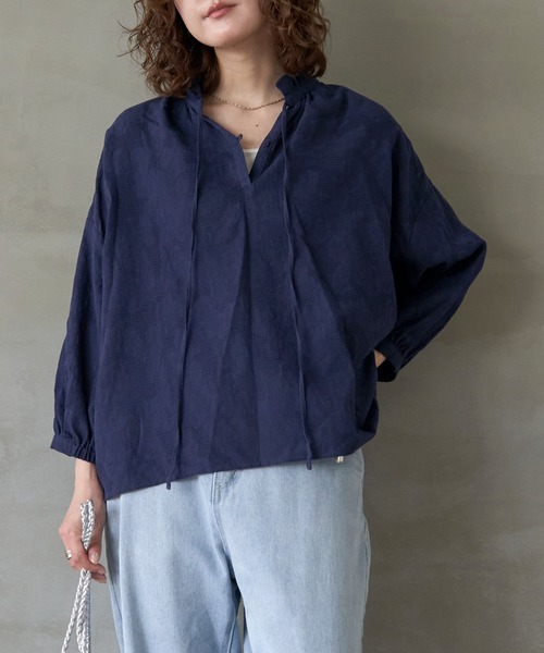 LBC(エルビーシー)の「ジャカード襟フリル2WAYブラウス(シャツ/ブラウス・レディース・ホワイト/ブラック/ネイビー/ミント・M)」の20枚目の写真