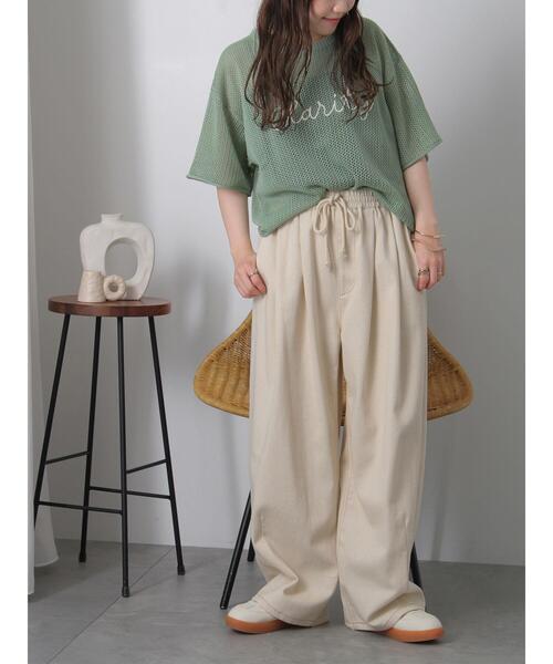 ehka sopo(エヘカソポ)の「ロゴコード刺繍メッシュニット(ニット/セーター・レディース・ミント/サックスブルー/ブラック/キナリ・F)」の9枚目の写真