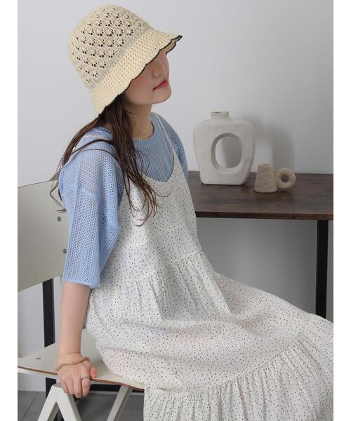 ehka sopo(エヘカソポ)の「ロゴコード刺繍メッシュニット(ニット/セーター・レディース・ミント/サックスブルー/ブラック/キナリ・F)」の20枚目の写真