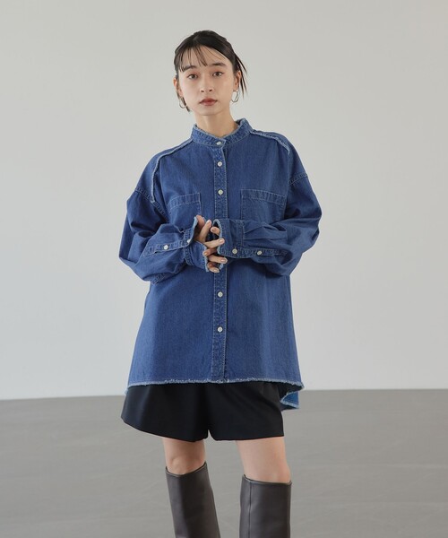 EMMEL REFINES（エメルリファインズ）の「＜EMMEL REFINES＞EM フリンジ デニム シャツ（シャツ/ブラウス・レディース・コバルトブルー・FREE）」の3枚目の写真