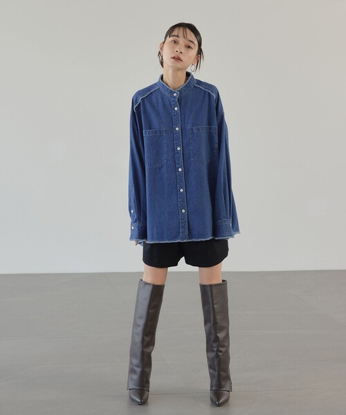 EMMEL REFINES（エメルリファインズ）の「＜EMMEL REFINES＞EM フリンジ デニム シャツ（シャツ/ブラウス・レディース・コバルトブルー・FREE）」の6枚目の写真