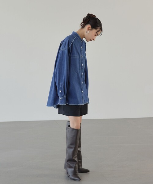 EMMEL REFINES（エメルリファインズ）の「＜EMMEL REFINES＞EM フリンジ デニム シャツ（シャツ/ブラウス・レディース・コバルトブルー・FREE）」の7枚目の写真