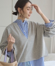 ANGIE | 深Vネック  カットオフ　スウェット　プルオーバー(スウェット)