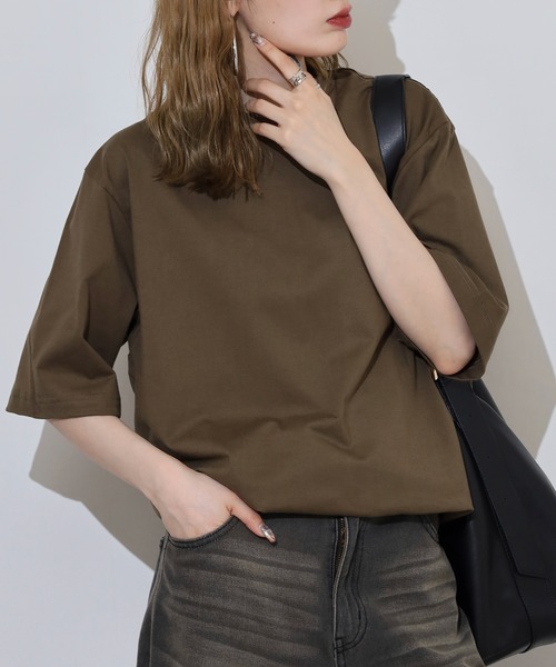 MN+LA(エムエヌエルエー)の「MN+LA Short Sleeve Tee 無地 TEE オーバーサイズTシャツ(Tシャツ/カットソー・メンズ・ベージュ/オリーブ/ネイビー/バーガンディー/ホワイト/ブラック/グレー/ダークオレンジ/ウィート/グレー系/ブルー/ブラック系/レッド・L/XL/M/2XL)」の8枚目の写真