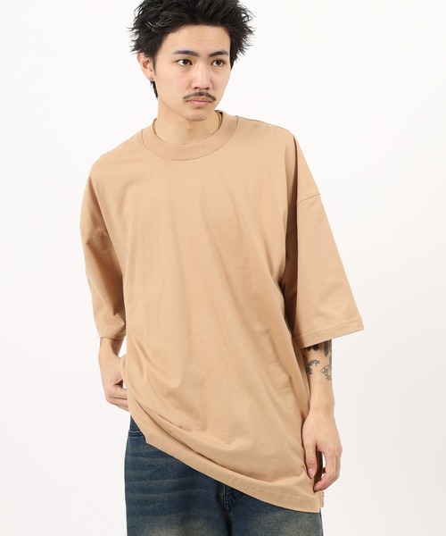 MN+LA(エムエヌエルエー)の「MN+LA Short Sleeve Tee 無地 TEE オーバーサイズTシャツ(Tシャツ/カットソー・メンズ・ベージュ/オリーブ/ネイビー/バーガンディー/ホワイト/ブラック/グレー/ダークオレンジ/ウィート/グレー系/ブルー/ブラック系/レッド・L/XL/M/2XL)」の7枚目の写真
