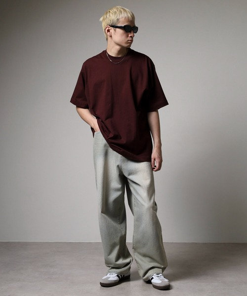 MN+LA(エムエヌエルエー)の「MN+LA Short Sleeve Tee 無地 TEE オーバーサイズTシャツ(Tシャツ/カットソー・メンズ・ベージュ/オリーブ/ネイビー/バーガンディー/ホワイト/ブラック/グレー/ダークオレンジ/ウィート/グレー系/ブルー/ブラック系/レッド・L/XL/M/2XL)」の19枚目の写真