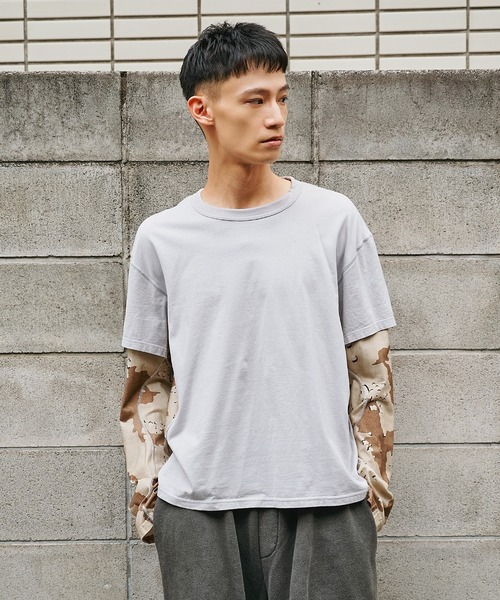 NVRFRGT】別注 PANELED LAYERD SLEEVE T-SHIRT（Tシャツ/カットソー