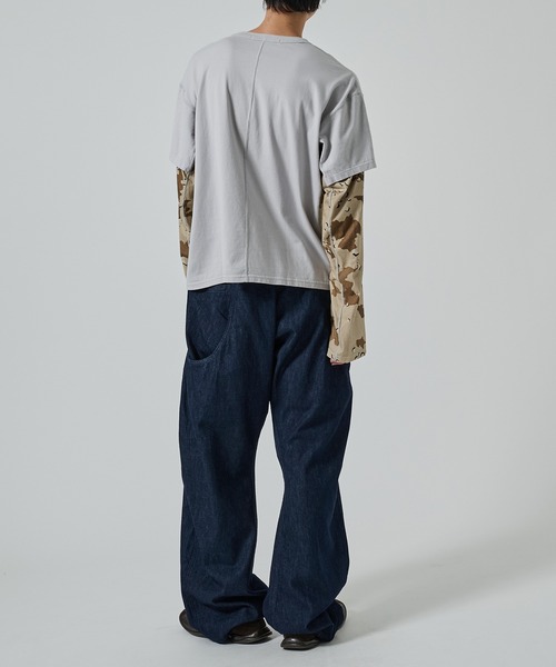NVRFRGT（ネヴァーフォーゲット）の「【NVRFRGT】別注 PANELED LAYERD SLEEVE T-SHIRT（Tシャツ/カットソー・メンズ・ブラック/ベージュ・2/3/1）」の8枚目の写真