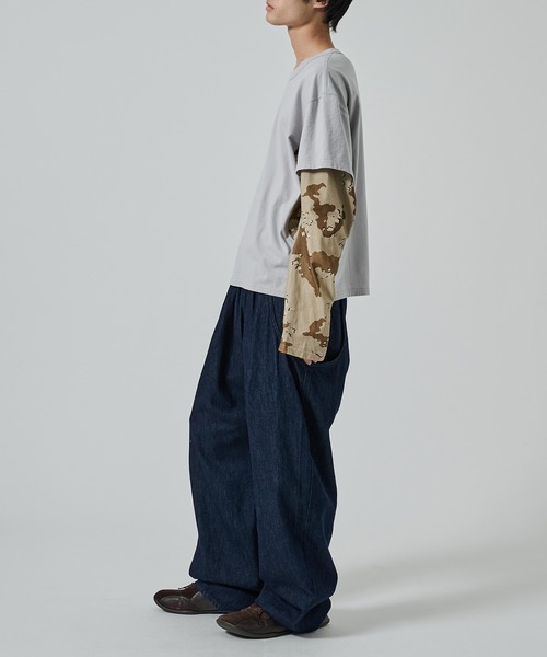 NVRFRGT（ネヴァーフォーゲット）の「【NVRFRGT】別注 PANELED LAYERD SLEEVE T-SHIRT（Tシャツ/カットソー・メンズ・ブラック/ベージュ・2/3/1）」の7枚目の写真