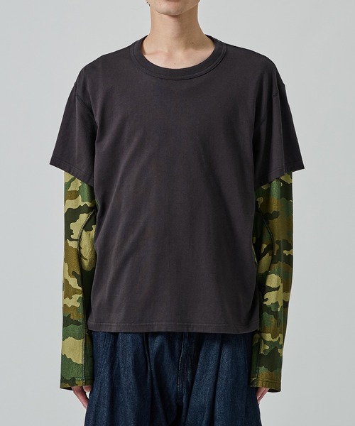 NVRFRGT（ネヴァーフォーゲット）の「【NVRFRGT】別注 PANELED LAYERD SLEEVE T-SHIRT（Tシャツ/カットソー・メンズ・ブラック/ベージュ・2/3/1）」の9枚目の写真