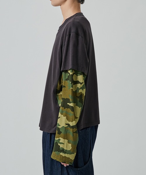 NVRFRGT（ネヴァーフォーゲット）の「【NVRFRGT】別注 PANELED LAYERD SLEEVE T-SHIRT（Tシャツ/カットソー・メンズ・ブラック/ベージュ・2/3/1）」の10枚目の写真