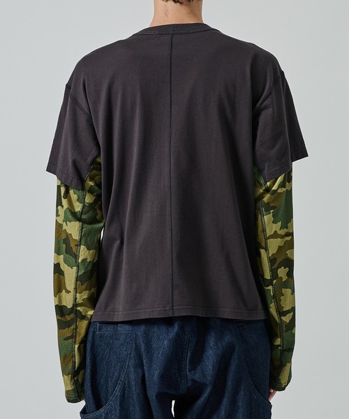 NVRFRGT】別注 PANELED LAYERD SLEEVE T-SHIRT（Tシャツ/カットソー