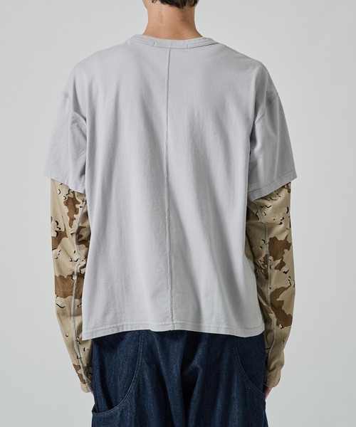 NVRFRGT】別注 PANELED LAYERD SLEEVE T-SHIRT（Tシャツ/カットソー
