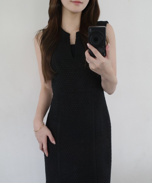 JUNOAH（ジュノア）の「ツイードIラインジャンパースカート（ジャンパースカート・レディース・ブラック/ホワイト・LARGE/MEDIUM/SMALL）」の5枚目の写真