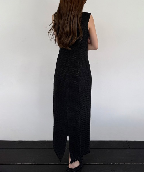 JUNOAH（ジュノア）の「ツイードIラインジャンパースカート（ジャンパースカート・レディース・ブラック/ホワイト・LARGE/MEDIUM/SMALL）」の6枚目の写真