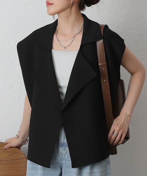 COLONY 2139(コロニートゥーワンスリーナイン)の「エステルヤーンテーラーベスト(ベスト・レディース・ブラック/グレー/モカ/グリーン・FREE)」の3枚目の写真