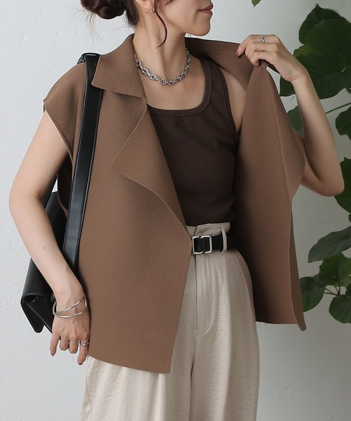 COLONY 2139(コロニートゥーワンスリーナイン)の「エステルヤーンテーラーベスト(ベスト・レディース・ブラック/グレー/モカ/グリーン・FREE)」の4枚目の写真