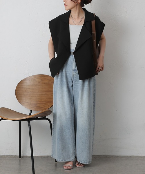 COLONY 2139(コロニートゥーワンスリーナイン)の「エステルヤーンテーラーベスト(ベスト・レディース・ブラック/グレー/モカ/グリーン・FREE)」の9枚目の写真