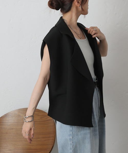 COLONY 2139(コロニートゥーワンスリーナイン)の「エステルヤーンテーラーベスト(ベスト・レディース・ブラック/グレー/モカ/グリーン・FREE)」の8枚目の写真