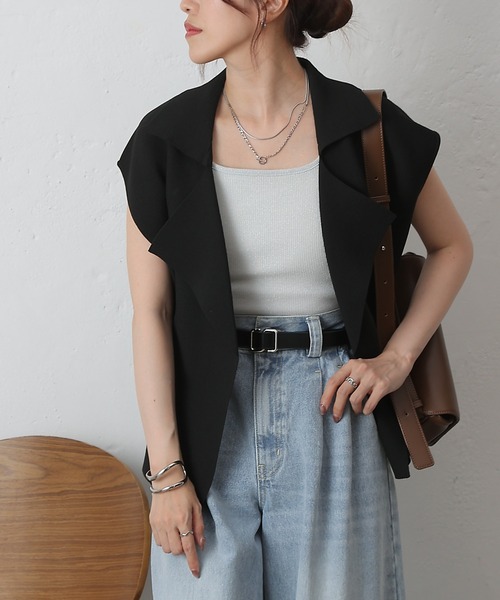 COLONY 2139(コロニートゥーワンスリーナイン)の「エステルヤーンテーラーベスト(ベスト・レディース・ブラック/グレー/モカ/グリーン・FREE)」の6枚目の写真