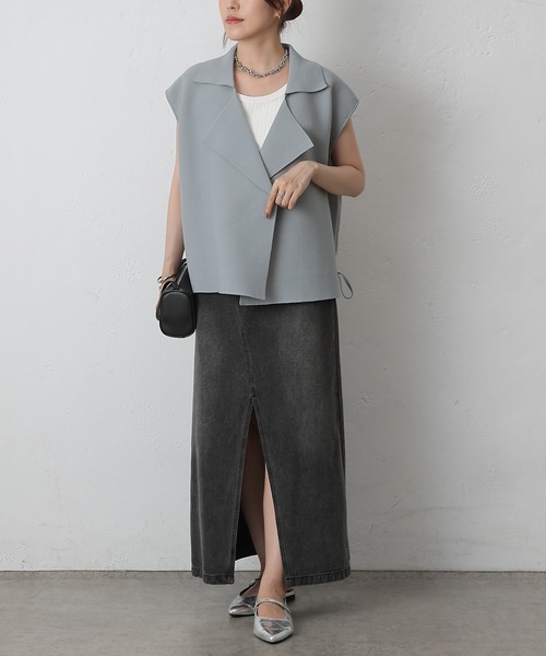 COLONY 2139(コロニートゥーワンスリーナイン)の「エステルヤーンテーラーベスト(ベスト・レディース・ブラック/グレー/モカ/グリーン・FREE)」の17枚目の写真