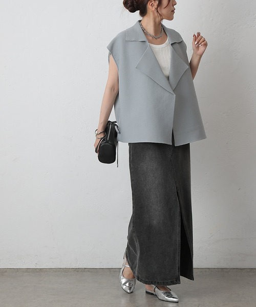 COLONY 2139(コロニートゥーワンスリーナイン)の「エステルヤーンテーラーベスト(ベスト・レディース・ブラック/グレー/モカ/グリーン・FREE)」の20枚目の写真