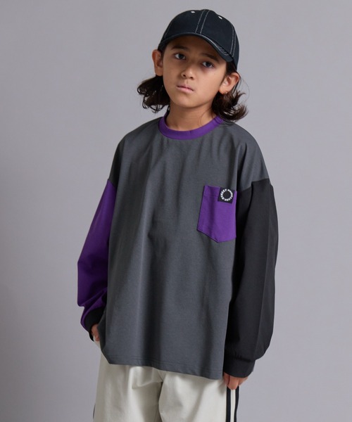 PAIRMANON STREET(ペアマノンストリート)の「【マルチファンクション】 吸水速乾 長袖 Tシャツ【PAIRMANON STREET】(Tシャツ/カットソー・キッズ・ブラック/パープル/ネイビー/ベージュ/オフホワイト/ブラック系その他/パープル系その他/ライトブルー/チャコールグレー/ブラック系その他3/ブラウン/ブラック系その他2/グレー系その他/レッド・130/120/110/100/160/150/140)」の1枚目の写真