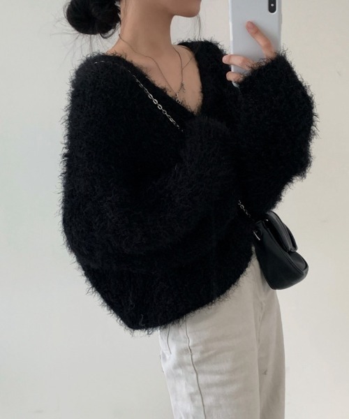 yuue' ( wear )(ユーイ)の「フロントボタンシャギーカーディガン(カーディガン/ボレロ・レディース・グレー/ブラック/ホワイト・FREE)」の21枚目の写真