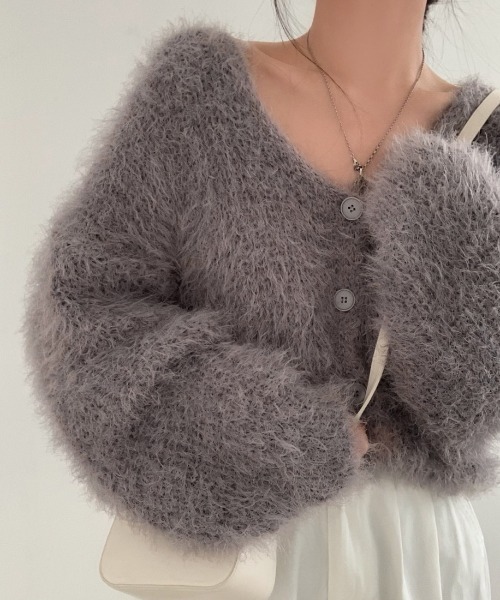 yuue' ( wear )(ユーイ)の「フロントボタンシャギーカーディガン(カーディガン/ボレロ・レディース・グレー/ブラック/ホワイト・FREE)」の15枚目の写真