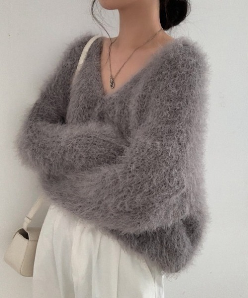 yuue' ( wear )(ユーイ)の「フロントボタンシャギーカーディガン(カーディガン/ボレロ・レディース・グレー/ブラック/ホワイト・FREE)」の8枚目の写真