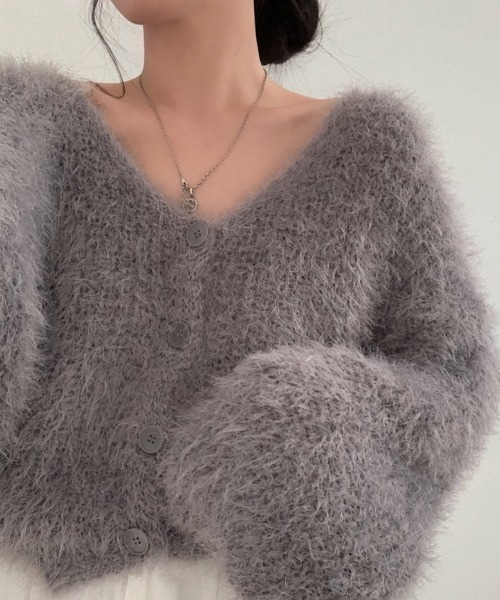 yuue' ( wear )(ユーイ)の「フロントボタンシャギーカーディガン(カーディガン/ボレロ・レディース・グレー/ブラック/ホワイト・FREE)」の16枚目の写真