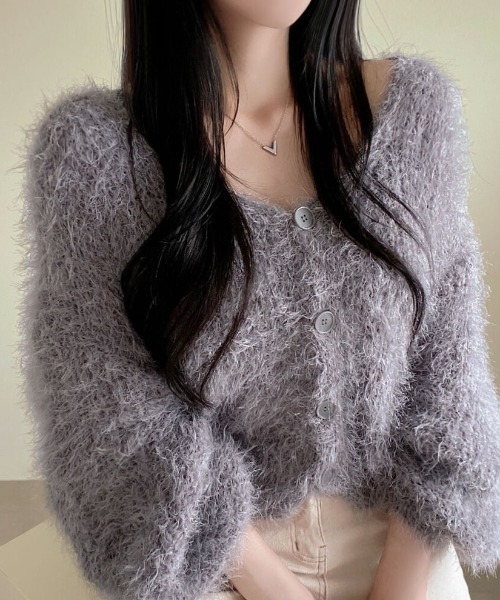 yuue' ( wear )(ユーイ)の「フロントボタンシャギーカーディガン(カーディガン/ボレロ・レディース・グレー/ブラック/ホワイト・FREE)」の5枚目の写真