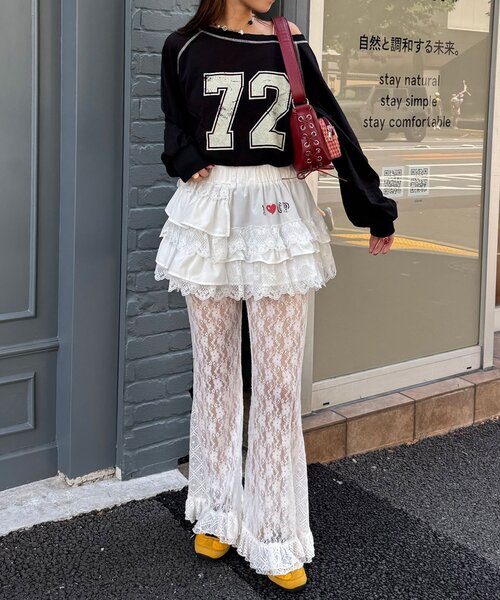 CIAOPANIC（チャオパニック）の「ボリュームフリルレースティアードミニスカート（スカート・レディース・ブラック/ホワイト・ONE SIZE）」の21枚目の写真