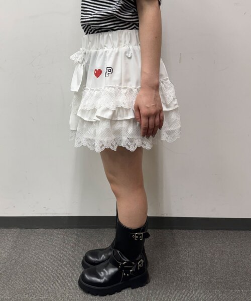 CIAOPANIC（チャオパニック）の「ボリュームフリルレースティアードミニスカート（スカート・レディース・ブラック/ホワイト・ONE SIZE）」の10枚目の写真