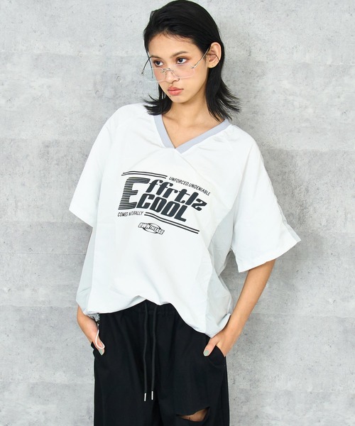 ANAP(アナップ)の「配色 プリント ナイロン プルオーバー(Tシャツ/カットソー・レディース・ホワイト/ネイビー・FREE)」の10枚目の写真