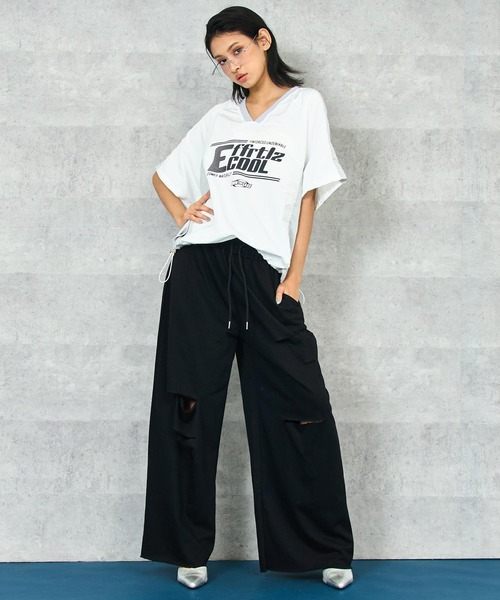 ANAP(アナップ)の「配色 プリント ナイロン プルオーバー(Tシャツ/カットソー・レディース・ホワイト/ネイビー・FREE)」の8枚目の写真
