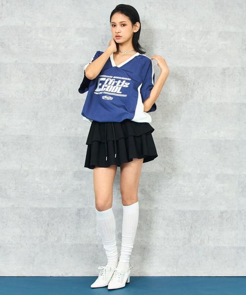 ANAP(アナップ)の「配色 プリント ナイロン プルオーバー(Tシャツ/カットソー・レディース・ホワイト/ネイビー・FREE)」の3枚目の写真