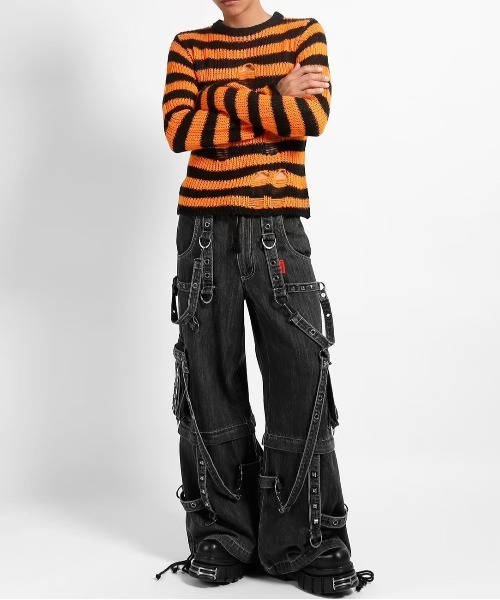 TRIPP nyc（トリップニューヨークシティ）の「【TRIPP NYC】STRAP ON ZIP OFF PANT[JM7117M] /【トリップ エヌワイシー】２wayストラップジップボンテージデニムパンツ（デニムパンツ・メンズ・チャコール・XS/XXS/M/S）」の2枚目の写真