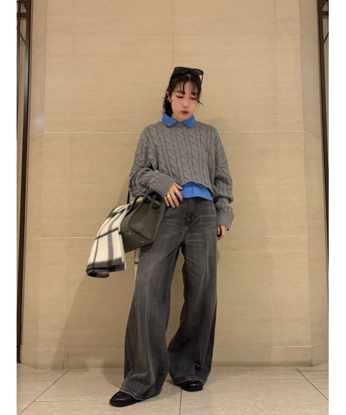 Mila Owen(ミラオーウェン)の「ウールストール(ストール/ショール・レディース・グレー/ターコイズブルー/チェック/ブラウン/ピンク・F)」の11枚目の写真