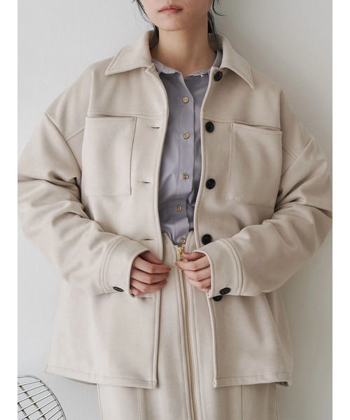 TONAL（トーナル）の「フェイクスエードシャツジャケット（その他アウター・レディース・ライトブルー/ブラウン/ライトグレー・MEDIUM）」の2枚目の写真