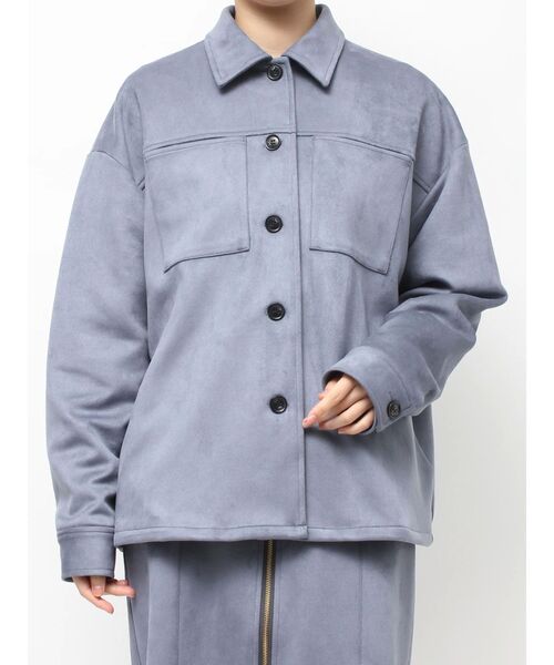 TONAL（トーナル）の「フェイクスエードシャツジャケット（その他アウター・レディース・ライトブルー/ブラウン/ライトグレー・MEDIUM）」の4枚目の写真