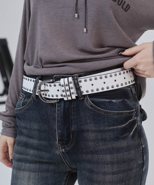ENVYM（アンビー）の「スタッズベルト（ベルト・レディース・ブラック/ホワイト・FREE）」の5枚目の写真