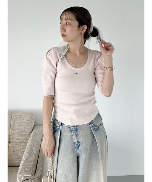 SNIDEL(スナイデル)の「【Chacott】リブニットプルオーバー(ニット/セーター・レディース・ホワイト/ピンク/ダークグレー・F)」の10枚目の写真