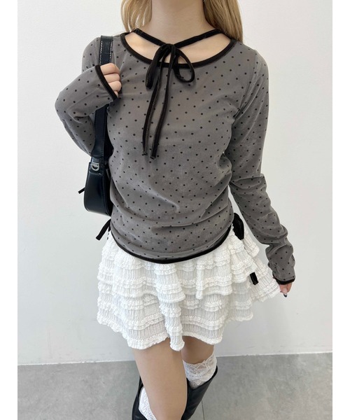 PHILLY（フィリー）の「ドットベロアトップス（Tシャツ/カットソー・レディース・グレー/ブラック・FREE）」の3枚目の写真