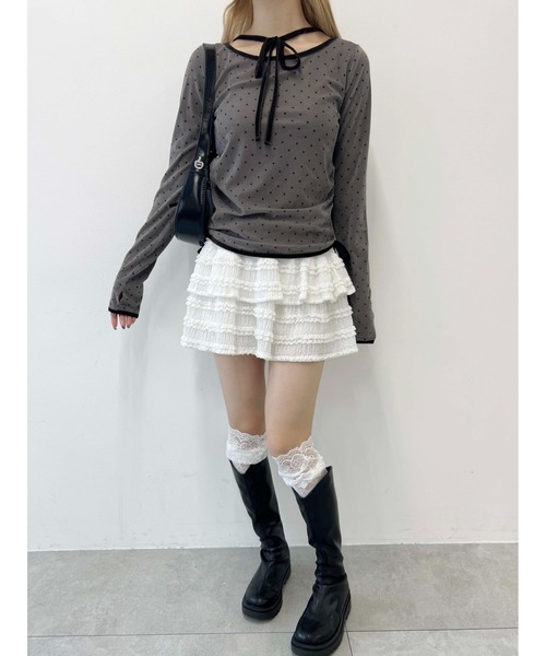 PHILLY（フィリー）の「ドットベロアトップス（Tシャツ/カットソー・レディース・グレー/ブラック・FREE）」の7枚目の写真