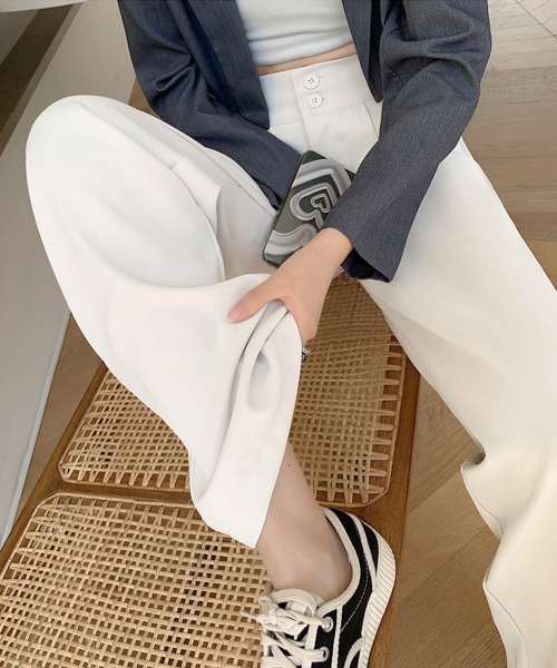 Miniministore(ミニミニストア)の「ワイドパンツ ツータックスラックスパンツ(スラックス・レディース・ブラック/ライトブラウン/ホワイト/ダークグレー・M/S/L)」の13枚目の写真