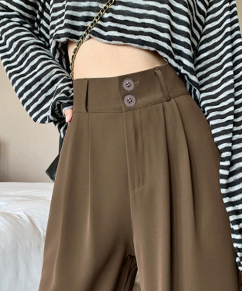 Miniministore(ミニミニストア)の「ワイドパンツ ツータックスラックスパンツ(スラックス・レディース・ブラック/ライトブラウン/ホワイト/ダークグレー・M/S/L)」の15枚目の写真