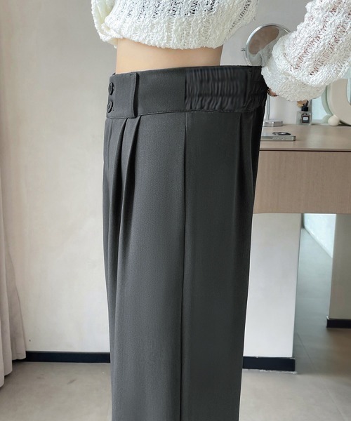 Miniministore(ミニミニストア)の「ワイドパンツ ツータックスラックスパンツ(スラックス・レディース・ブラック/ライトブラウン/ホワイト/ダークグレー・M/S/L)」の19枚目の写真