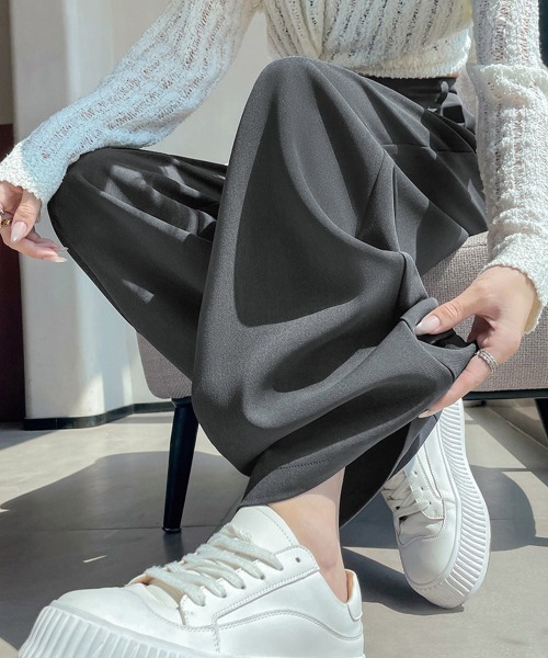 Miniministore(ミニミニストア)の「ワイドパンツ ツータックスラックスパンツ(スラックス・レディース・ブラック/ライトブラウン/ホワイト/ダークグレー・M/S/L)」の20枚目の写真